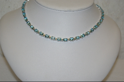 +MBA TBT    30ct Oval Blue Topaz Sterling  Tennis Style Necklace