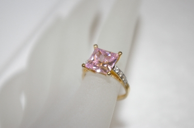 +MBA #20-348  14K Over Sterling Square Cut Pink CZ Ring