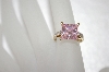 +MBA #20-348  14K Over Sterling Square Cut Pink CZ Ring