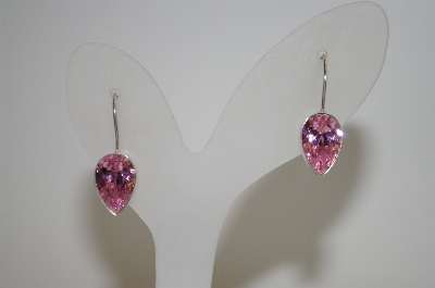 +MBA #20-343  Sterling Set Pear Cut Pink Cz Earrings