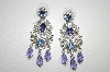 +MBA #20-111  Nolan Miller Purple,Blue & Clear Crystal Dangle Earring