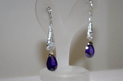 +MBA #20-198 Nolan Miller Drop Purple & Clear Crystal Earrings