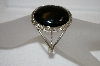 +MBA #20-415  Nice Black Onyx Oval Cut Sterling Cuff Bracelet