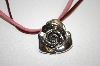 +MBA #20-255  Free Form 3d Sterling Rose Pin/Pendant With Leather Cord 