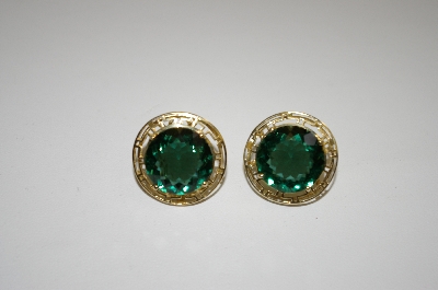 +MBA #20-434  14K Gold Plated  Silver Green Quartz Earrings & Pendant Set