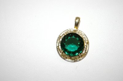 +MBA #20-434  14K Gold Plated  Silver Green Quartz Earrings & Pendant Set