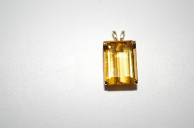 +MBA #20-470  14K Large Square Cut Citrine Pendant With 18" Chain