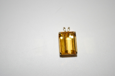 +MBA #20-470  14K Large Square Cut Citrine Pendant With 18" Chain