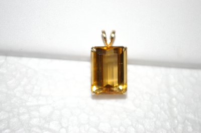 +MBA #20-470  14K Large Square Cut Citrine Pendant With 18" Chain