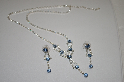 +MBA #20-432  Blue & Clear Crystal Necklace With Matching Earrings