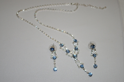 +MBA #20-432  Blue & Clear Crystal Necklace With Matching Earrings