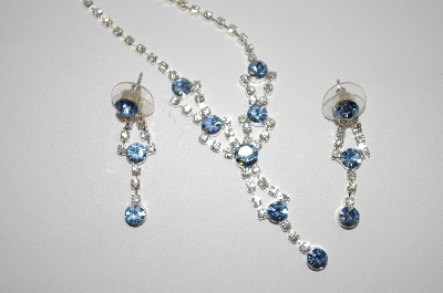 +MBA #20-432  Blue & Clear Crystal Necklace With Matching Earrings