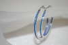 +MBA #20-428  Sterling Blue Enameled Hoop Earrings