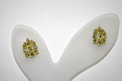 +MBA #20-464  14K Small 10 Stone Peridot Earrings