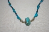 +MBA #20-181  Hand Strung Blue Turquoise & Blue Crystal Necklace