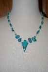 +MBA #20-228  Hand Strung Blue Turquoise & Mother Of Pearl Necklace