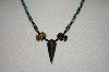 +MBA #20-127  Hand Strung Turquoise,Tiger Eye & Black Onyx Necklace