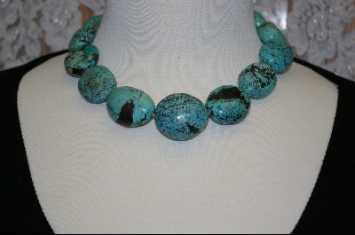 +   "14 Stone Large Round Blue Turquoise Necklace