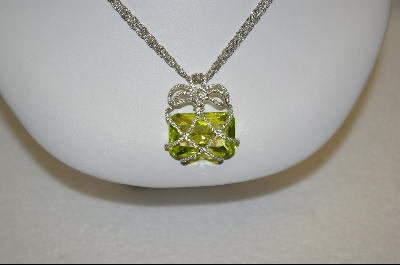 +MBA #CW-PGP  "Charles Winston Pale Green Square Cut & Clear Cz Pendant