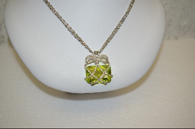 +MBA #CW-PGP  "Charles Winston Pale Green Square Cut & Clear Cz Pendant