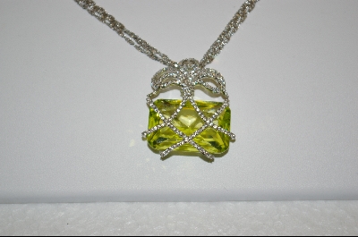 +MBA #CW-PGP  "Charles Winston Pale Green Square Cut & Clear Cz Pendant