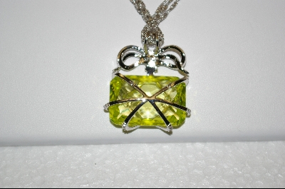 +MBA #CW-PGP  "Charles Winston Pale Green Square Cut & Clear Cz Pendant