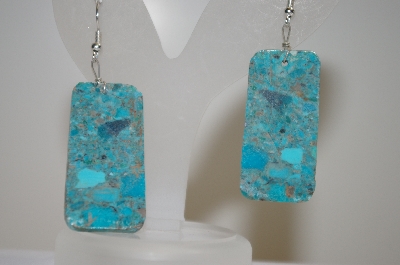 +MBA #20-133  Blue Turquoise Sliced Earrings
