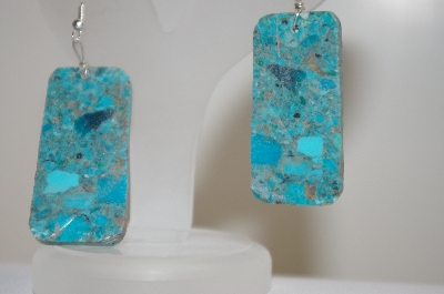 +MBA #20-133  Blue Turquoise Sliced Earrings