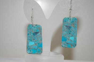 +MBA #20-133  Blue Turquoise Sliced Earrings