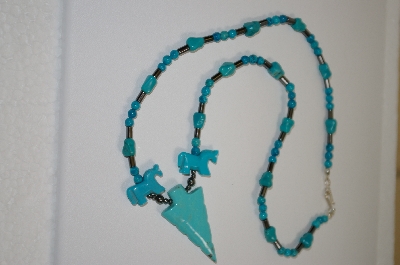 +MBA #20-119  Hand Strung Blue Turquoise & Hemalyke Necklace