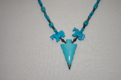 +MBA #20-119  Hand Strung Blue Turquoise & Hemalyke Necklace