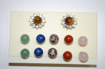+MBA #20-172  6 Pairs Gemstone Earrings With Crystal Jacket