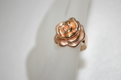 +MBA #20-164 14K Rose Gold Satin & Polished Rose Ring