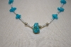 +MBA #20-160  Hand Strung Blue Turquoise & Mother Of Pearl Necklace