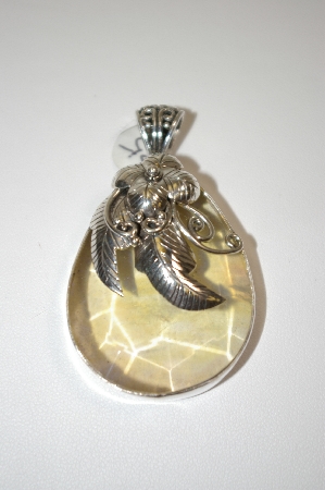 +MBA #20-153  Fancy Cut Yellow Quartz Sterling Pendant