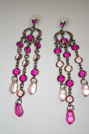 +MBA #20-216  Erica Fancy Pink Crystal & Acrylic Gem Dangle Earrings
