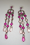 +MBA #20-216  Erica Fancy Pink Crystal & Acrylic Gem Dangle Earrings