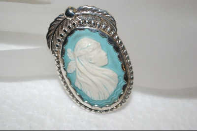 +  Hand Carved Indian Princess Sterling Pin/Pendant