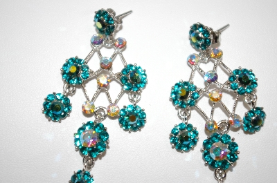 +MBA #20-791  Aqua Blue & Ab Crystal Dangle Earrings