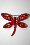 " SOLD"   MBA #20-114  Imagine Designs Red Crystal Dragonfly Pin