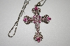 +MBA #20-749  Two Tone Pink Crystal Cross With 22" Chain