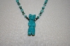 +MBA #20-530  Blue Turquoise, Mother Of Pearl, Hemalyke Carved Bear Necklace