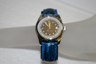 +MBA #20-766  Croton Blue Snake Skin Strap Watch