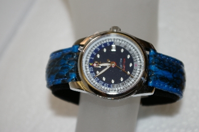 +MBA #20-766  Croton Blue Snake Skin Strap Watch