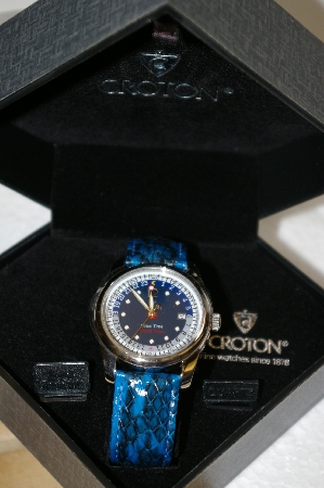 +MBA #20-766  Croton Blue Snake Skin Strap Watch