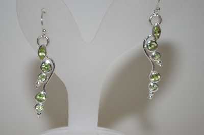 +MBA #20-294  Sterling Peridot 5 Stone Earrings