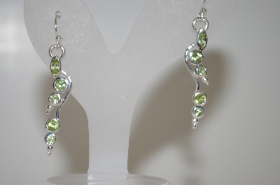 +MBA #20-294  Sterling Peridot 5 Stone Earrings