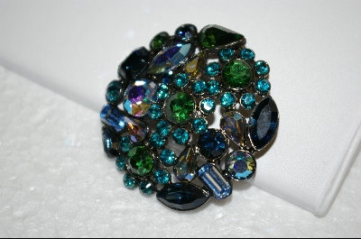 + Shades Of Blue & Green Austrian Crystal Brooch