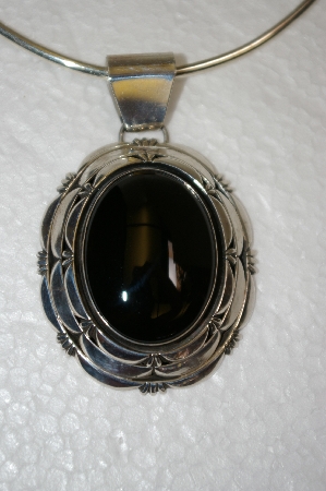 +MBA #20-813   "Large Artist Signed Sterling Black Onyx Pendant