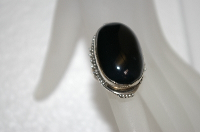 +MBA #20-820  Large Oval Sterling Black Onyx Ring